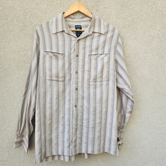 Kuhl Other - Kuhl Shirt Men’s Medium Blue Gray Stripes Outdoor Hiking Lightweight Cotton